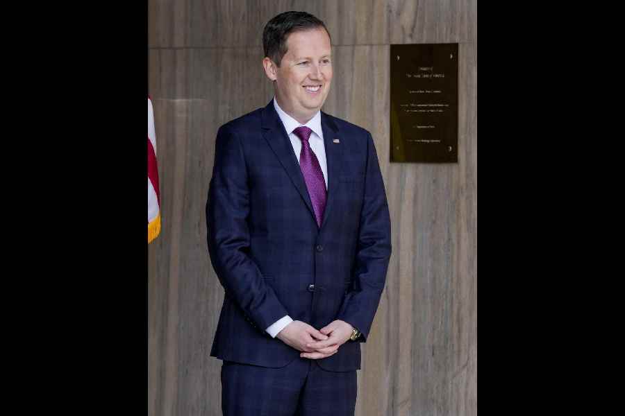 Sergio Gor at the US embassy in New Delhi on Monday.