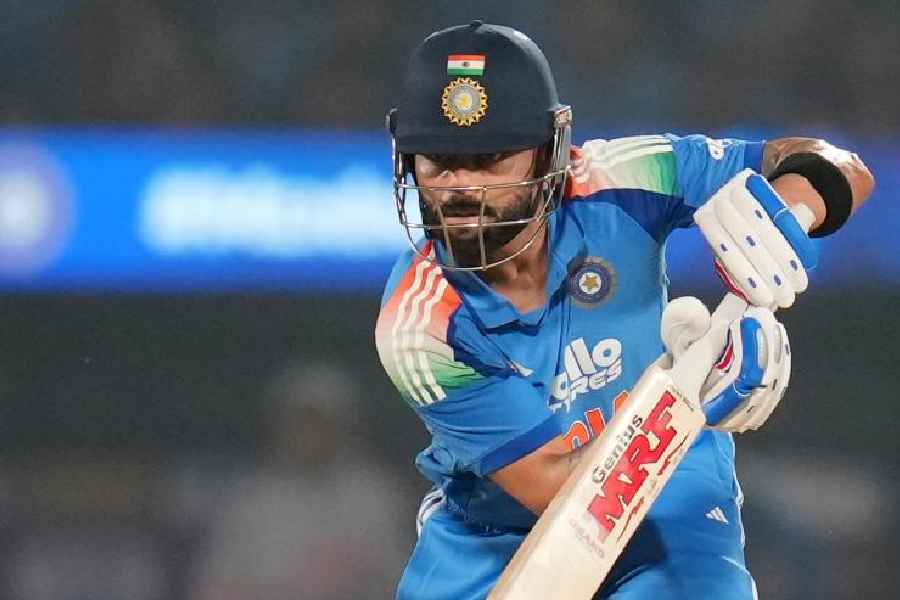 The fastest man to 28,000 International runs, Virat Kohli in action on Sunday.