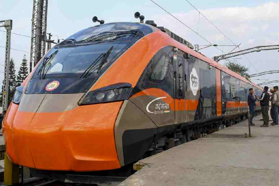 India's first Vande Bharat sleeper train is seen ahead of its inauguration by Prime Minister Narendra Modi in West Bengal, at Kamakhya Railway Station, in Guwahati, Saturday, Jan. 10, 2026.