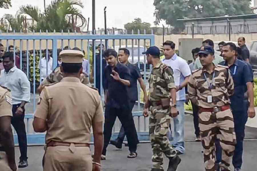 Vijay before departing from Chennai to appear before the CBI in New Delhi on Monday.