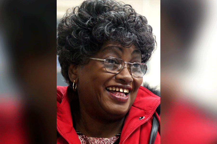 Claudette Colvin, who was attending Booker T. Washington Magnet High School in 1955 when she was arrested for not giving up her seat on a Montgomery city bus, visits the school in Montgomery, Alabama, U.S. February 3, 2005.