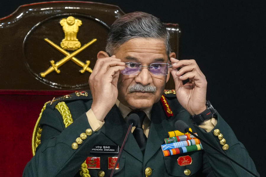 Chief of Army Staff General Upendra Dwivedi during a press conference ahead of the '78th Army Day', in New Delhi, Tuesday, Jan. 13, 2026.