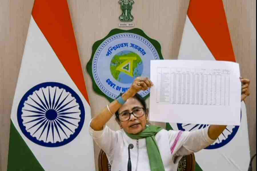 West Bengal Chief Minister Mamata Banerjee addresses a press conference over the issue of Special Intensive Revision of electoral rolls, in Kolkata, Tuesday, Jan. 13, 2026.