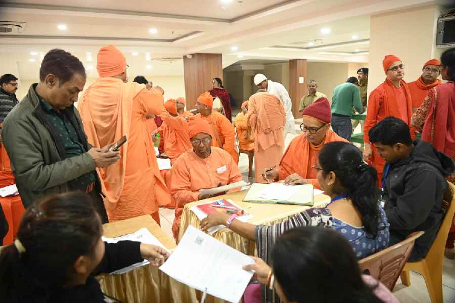 SIR hearing among the monks at Belur math on Wednesday afternoon.