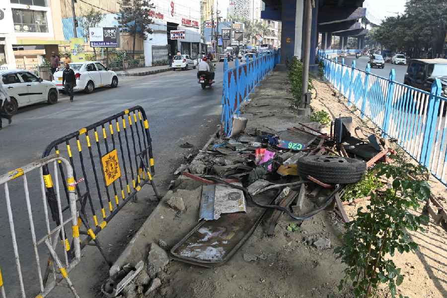 The spot on the Park Circus connector where the statebus crashed on Tuesday.