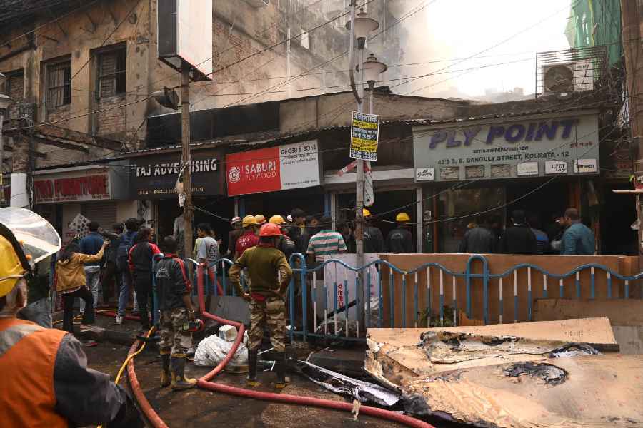 Firefighters at the blaze site