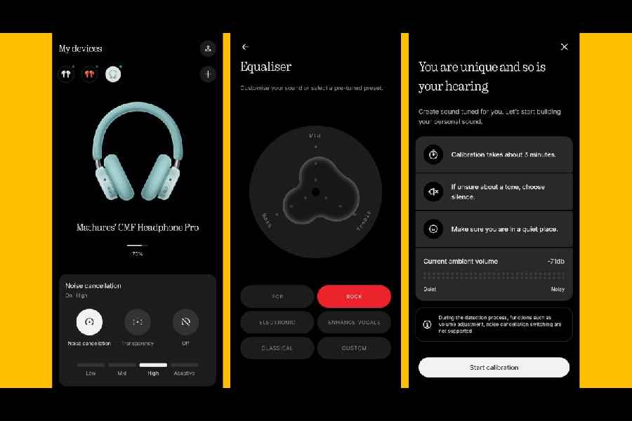 The controls on the Nothing X app. 