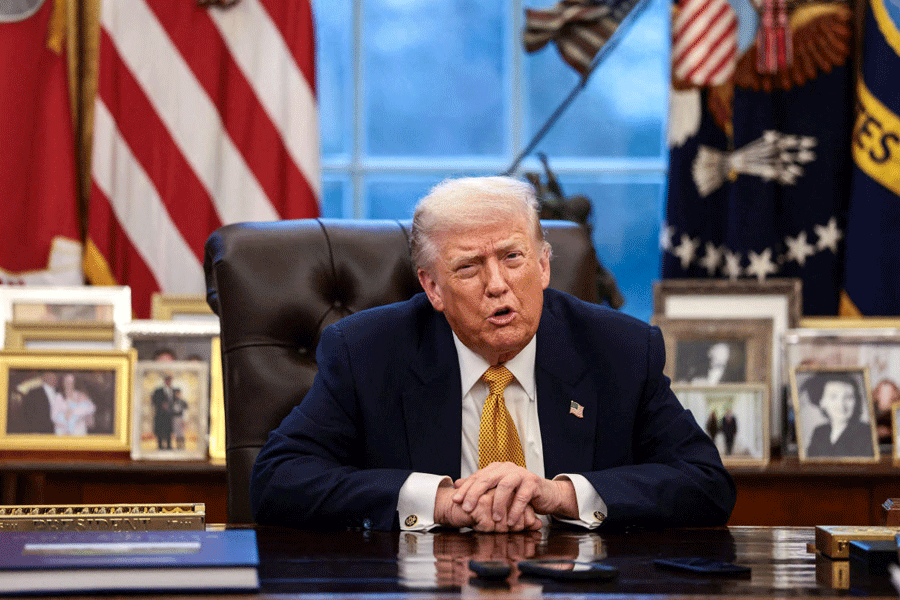 U.S. President Donald Trump is interviewed by Reuters White House correspondent Steve Holland (not pictured) during an exclusive interview in the Oval Office in the White House in Washington, D.C., U.S., January 14, 2026.