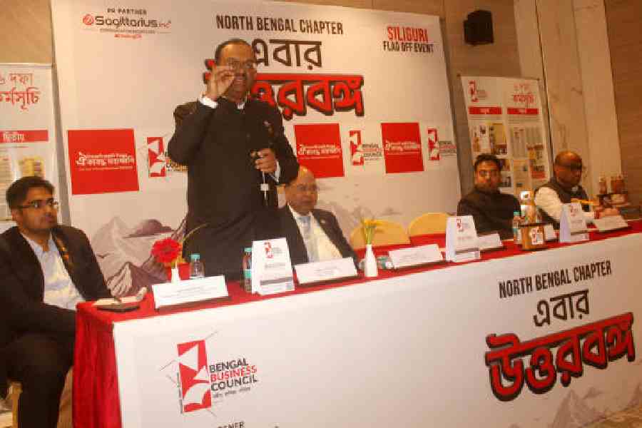 Office-bearers of the Bengal Business Council during the launch of the north Bengal chapter in Siliguri on Thursday. Picture by Passang Yolmo