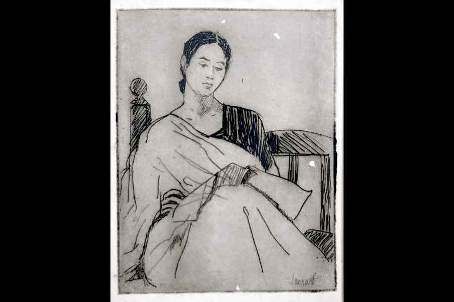 DSR68.-Somnath-Hore.-Title-Portrait-of-Reba-Hore.-Etching-scaled