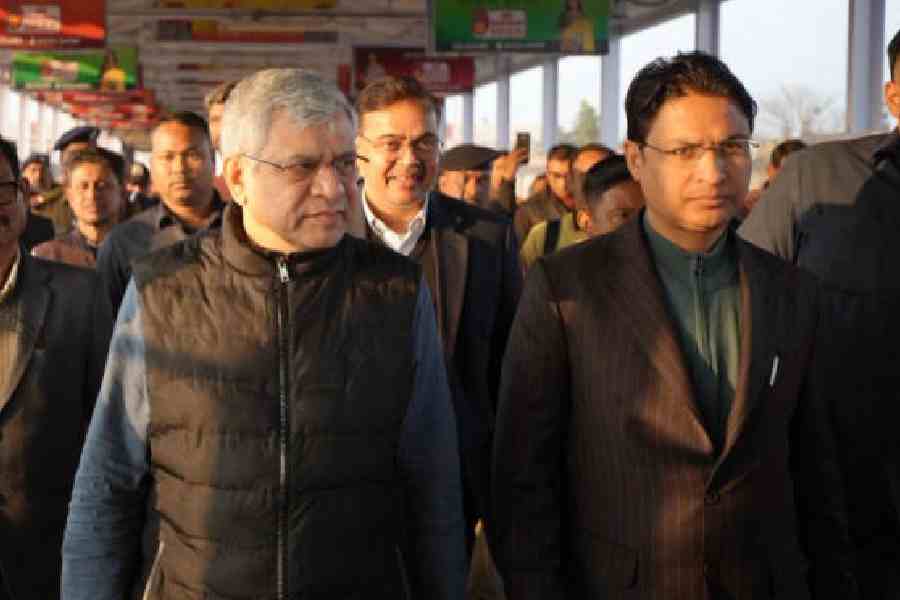 Railway minister Ashwini Vaishnaw at the New Jalpaiguri station on Friday