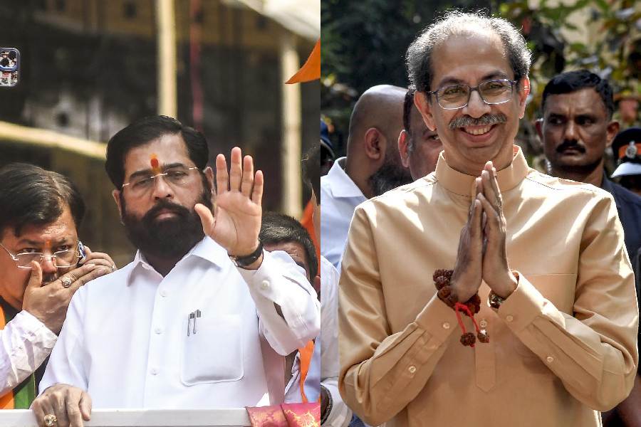 Eknath Shinde (left), Uddhav Thackeray