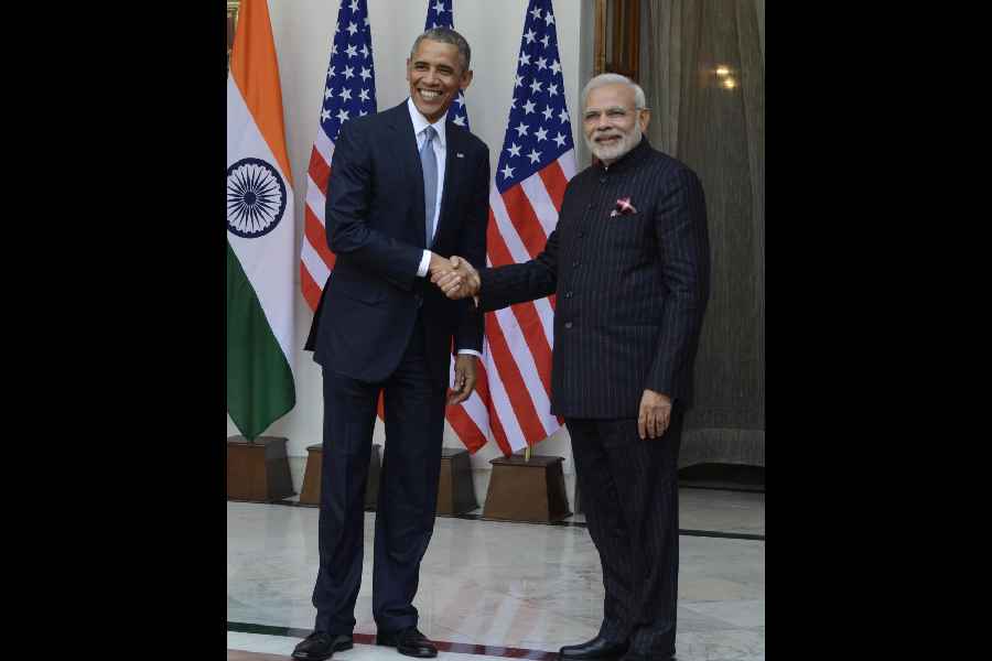 Narendra Modi, in a bandhgala, with then US President Barack Obama in New Delhi in 2015
