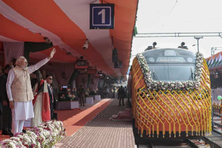 Prime Minister Narendra Modi flags off the country’s first Vande Bharat sleeper train, to ply between Howrah and Guwahati, from Malda on Saturday.