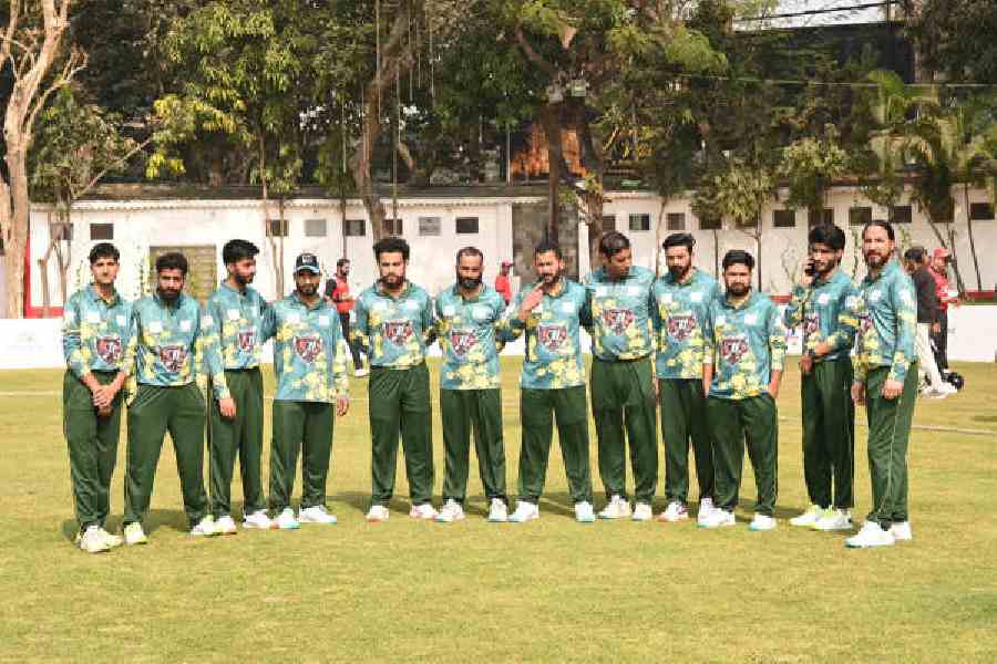 The cricket team from Kashmir at the Calcutta Cricket and Football Club on Saturday. Pictures by Bishwarup Dutta
