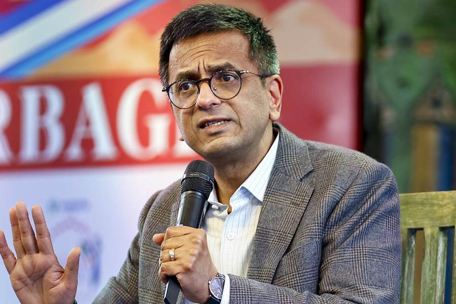 Former CJI Justice DY Chandrachud speaks during the Jaipur Literature Festival, in Jaipur, Sunday, Jan. 18, 2026.