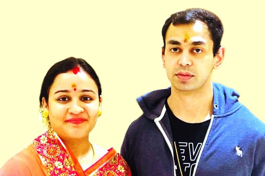 Prateek Yadav with his wife Aparna Yadav.