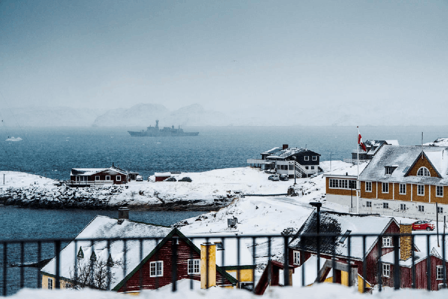 The Danish Navy's HDMS Vaedderen ship sails off Nuuk, Greenland, January 18, 2026.