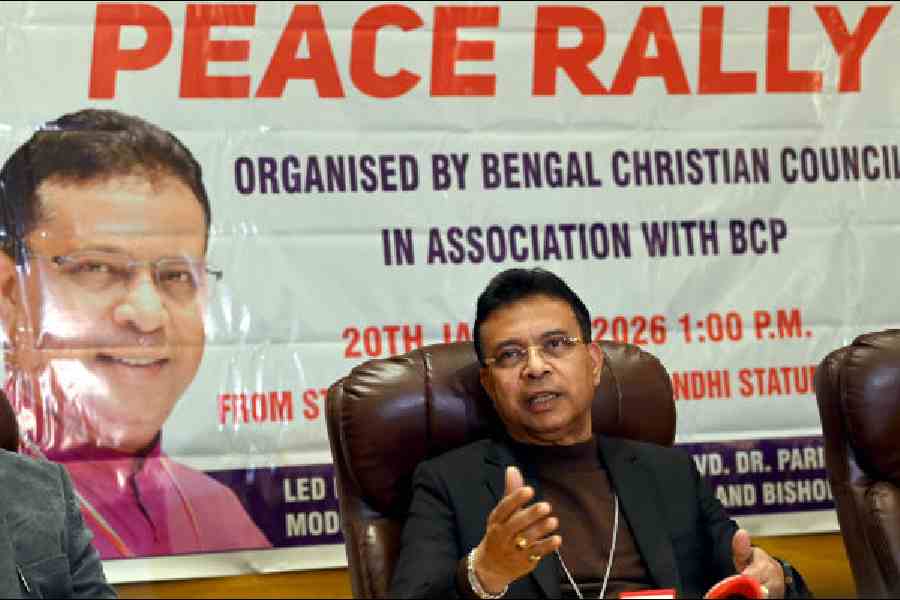 Most Reverend Paritosh Canning addresses the news conference on Monday. Picture by Sanat Kr Sinha