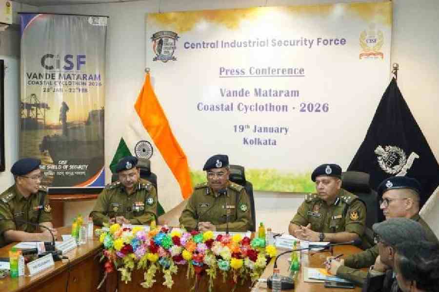 CISF officers at the launch of the coastal cyclothon            on Monday