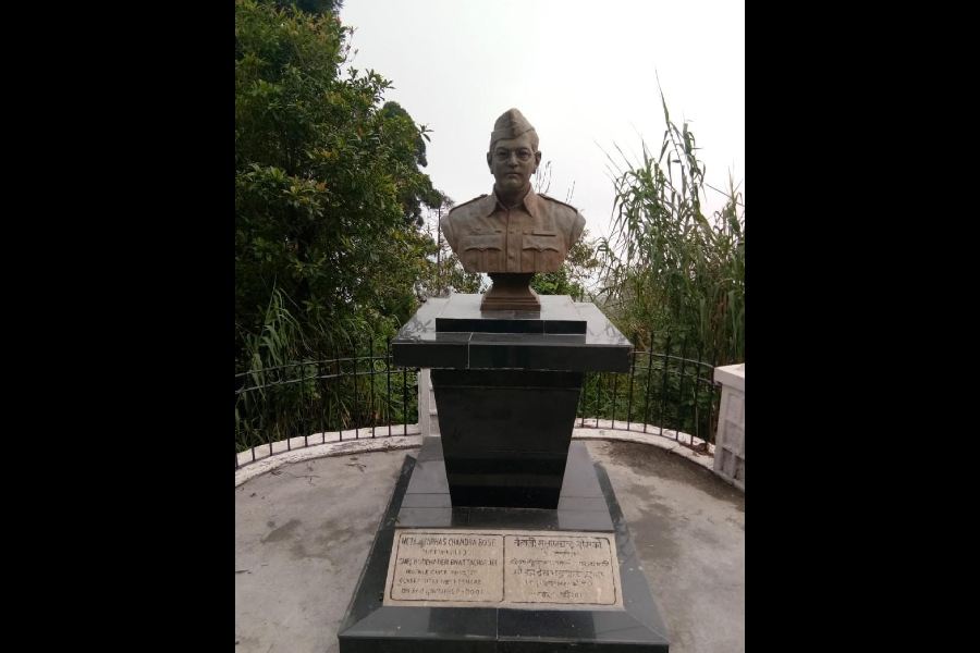 A bust of Netaji Subhas Chandra Bose on the museum presmises