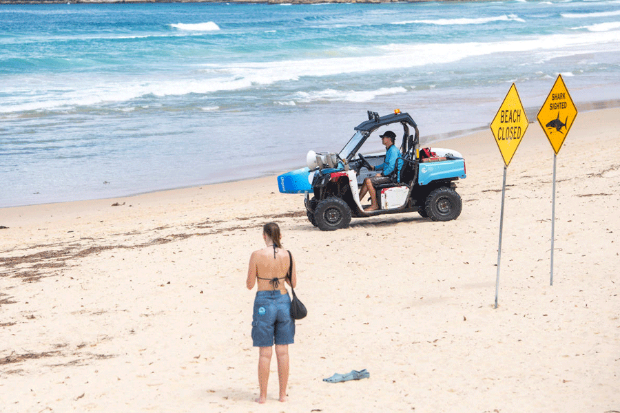 A lifeguard patrols North Steyne beach as beaches are closed after recent shark attacks, in Sydney, Australia, January 20, 2026.