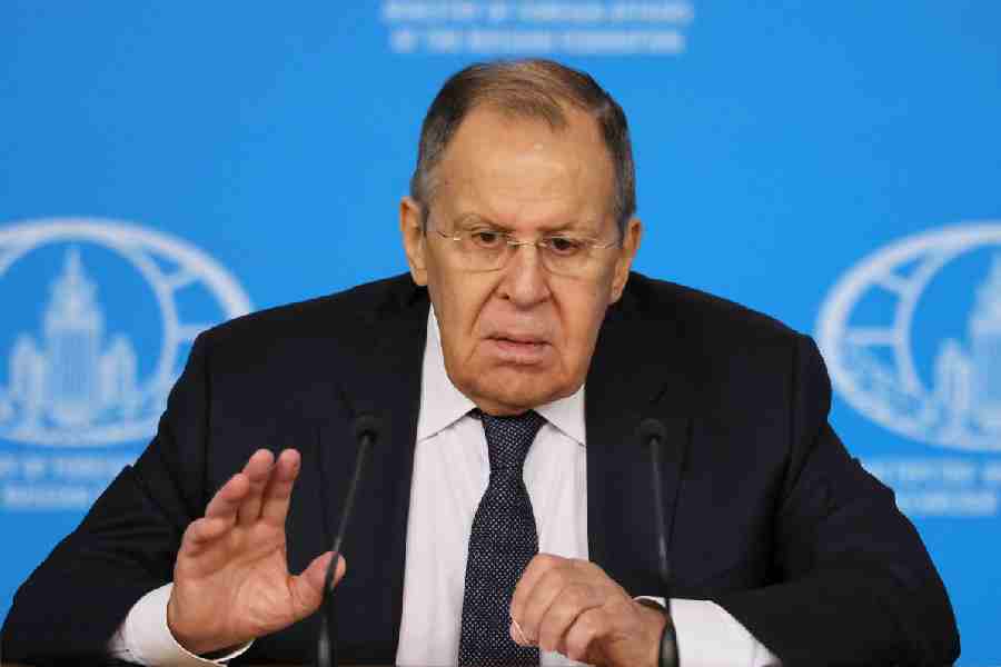 Russian Foreign Minister Sergei Lavrov speaks during his annual press conference in Moscow, Russia January 20, 2026.