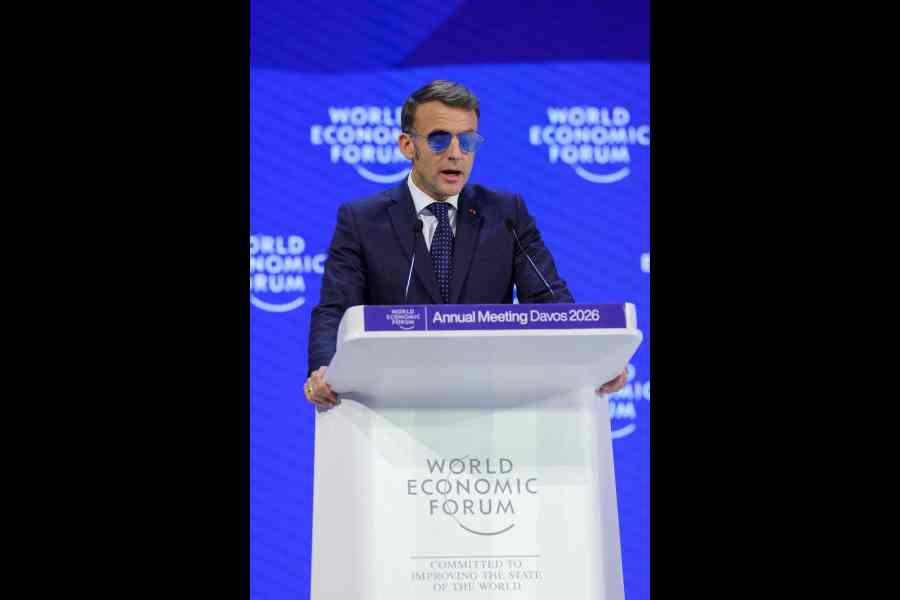 Emmanuel Macron at the 56th annual World Economic Forum meeting in Davos on Tuesday.