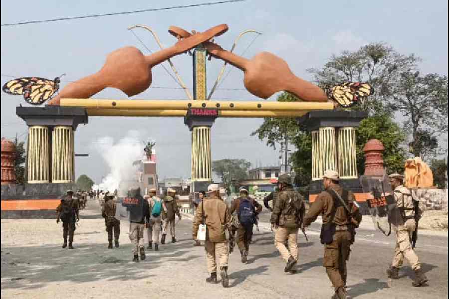 Security deployed at the site after clashes erupted in Assam’s Kokrajhar on Tuesday. 