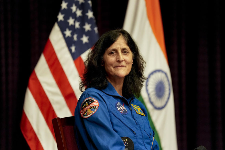 NASA astronaut (Retd.) Sunita Williams during a fireside chat, at the US Embassy, in New Delhi, Tuesday, Jan. 20, 2026.