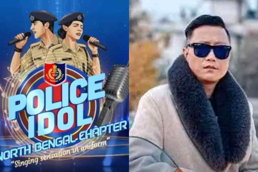 The poster of Police Idol's north Bengal chapter (left) and Prashant Tamang