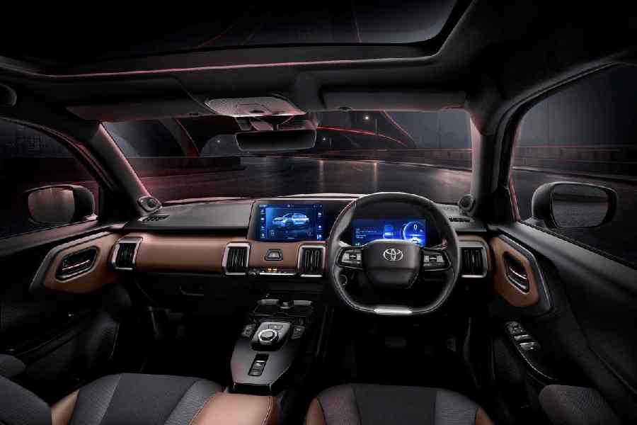 The Toyota Urban Cruiser Ebella is essentially the same as the Maruti Suzuki eVitara and the interiors, apart from the Toyota badge on the steering wheel looks pretty much the same