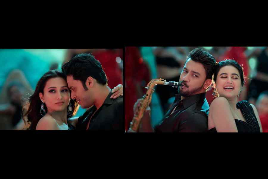 (Left) Mimi Chakraborty and Soham Majumdar; Bonny Sengupta and Swastika Dutta