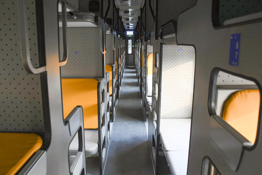 Interiors of India's first Vande Bharat sleeper train are seen ahead of its inauguration by Prime Minister Narendra Modi in West Bengal, at Kamakhya Railway Station, in Guwahati, Saturday, Jan. 10, 2026.