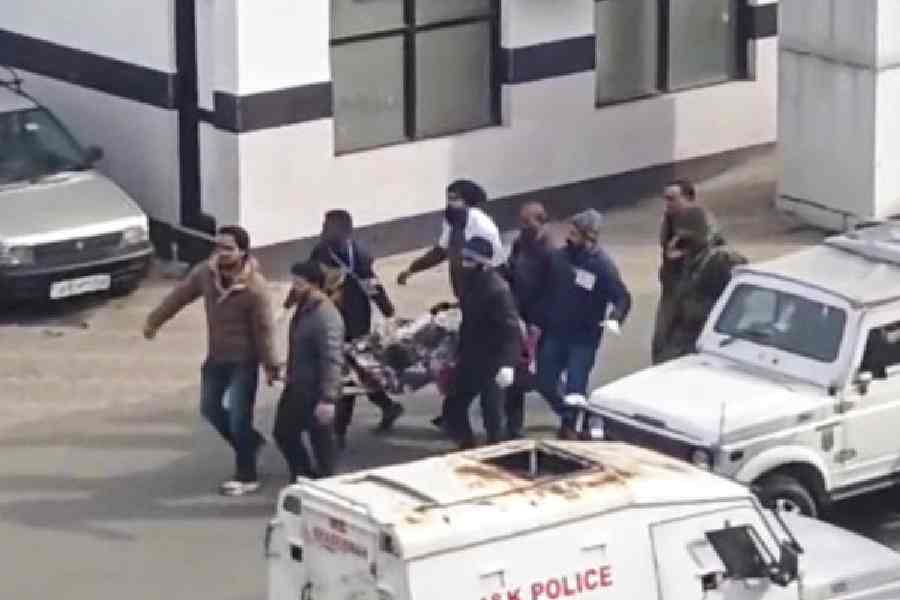 One of those injured in the Doda accident being carried on a stretcher on Thursday. 