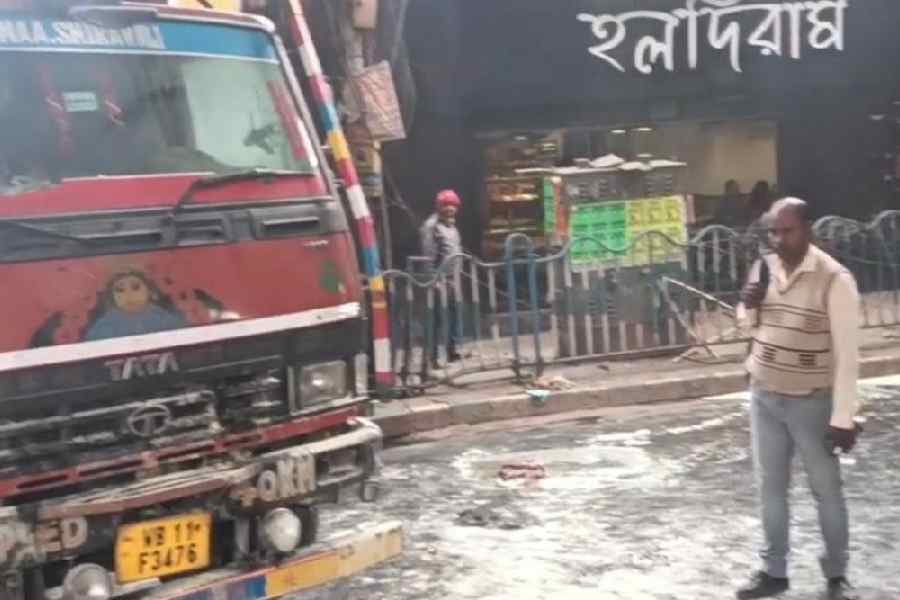 The goods vehicle that caught fire on Thursday