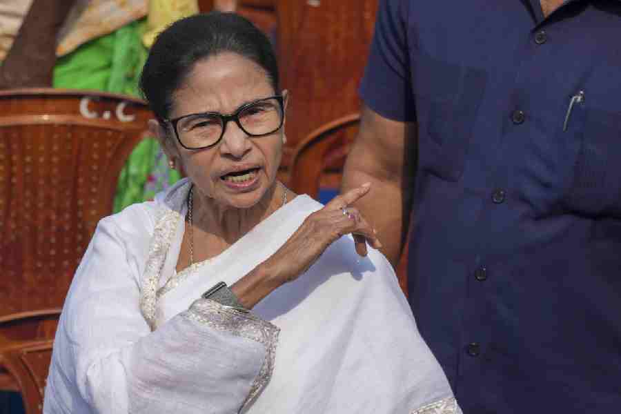 West Bengal Chief Minister Mamata Banerjee during an event marking the birth anniversary of Netaji Subhas Chandra Bose, in Kolkata, West Bengal, Friday, Jan. 23, 2026.
