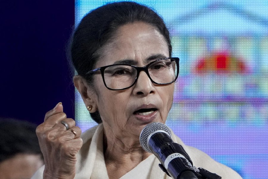 West Bengal Chief Minister Mamata Banerjee speaks during the inauguration ceremony of the 49th International Kolkata Book Fair, in Kolkata, Thursday, Jan. 22, 2026.