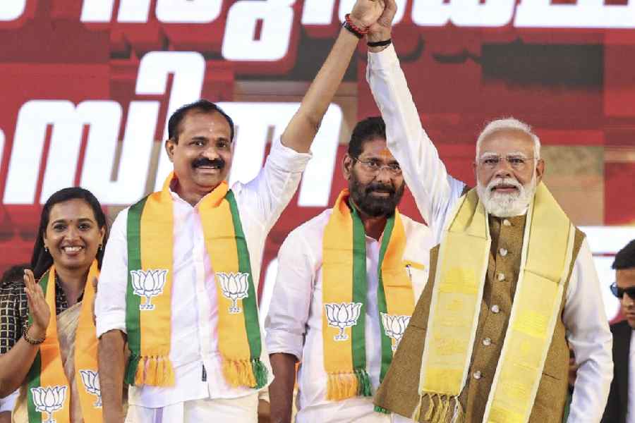Narendra Modi at the rally in Madurantakam, Tamil Nadu, on Friday. 