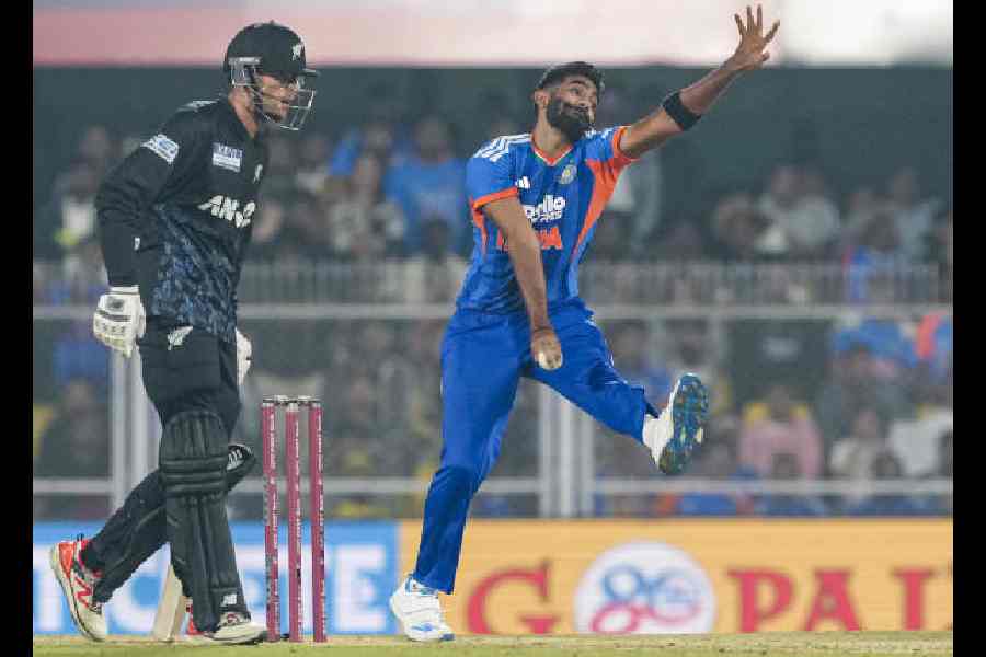 Man of the Match Jasprit Bumrah in Guwahati on Sunday.