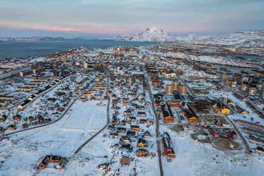 A drone view of Nuuk.