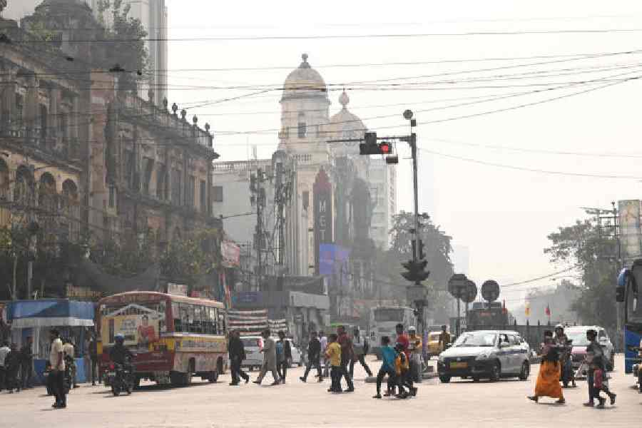 A hazy Esplanade on Monday afternoon.