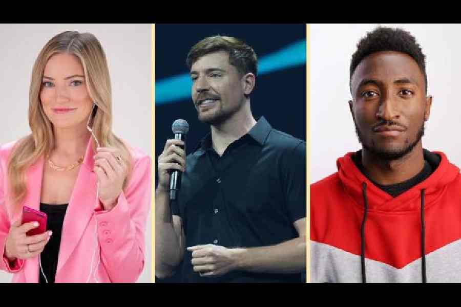 Tech YouTubers have a huge fan following, like (left to right) iJustine, Mr Beast, MKBHD