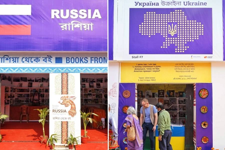 At the ongoing 49th Kolkata International Book Fair, warring nations Russia and Ukraine are neighbours