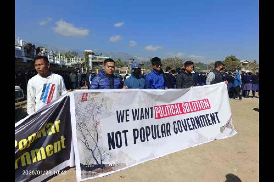 The protesters in Churachandpur on Wednesday