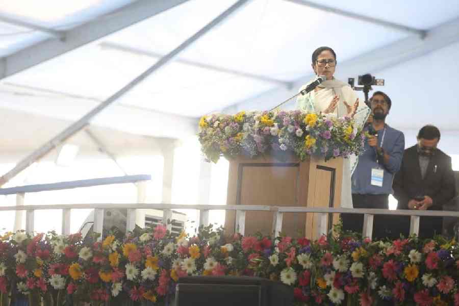 Mamata Banerjee addresses a rally in Singur on Wedsnesday.