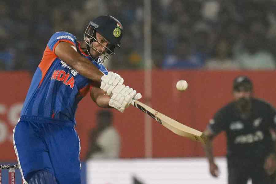 Shivam Dube during the fourth T20I in Visakhapatnam on Wednesday.