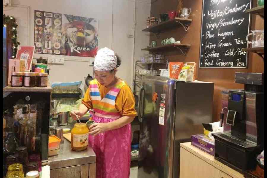 The chef at work at the Korean restaurant Sonamoo, in New Town. 