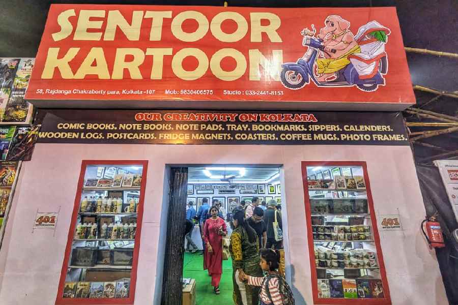 Sentoor Kartoon (Stall 401) at the 49th International Kolkata Book Fair in Salt Lake deserves a spot on your must-visit list if you are looking for never-before-seen comics and vintage Bengali cinema merchandise