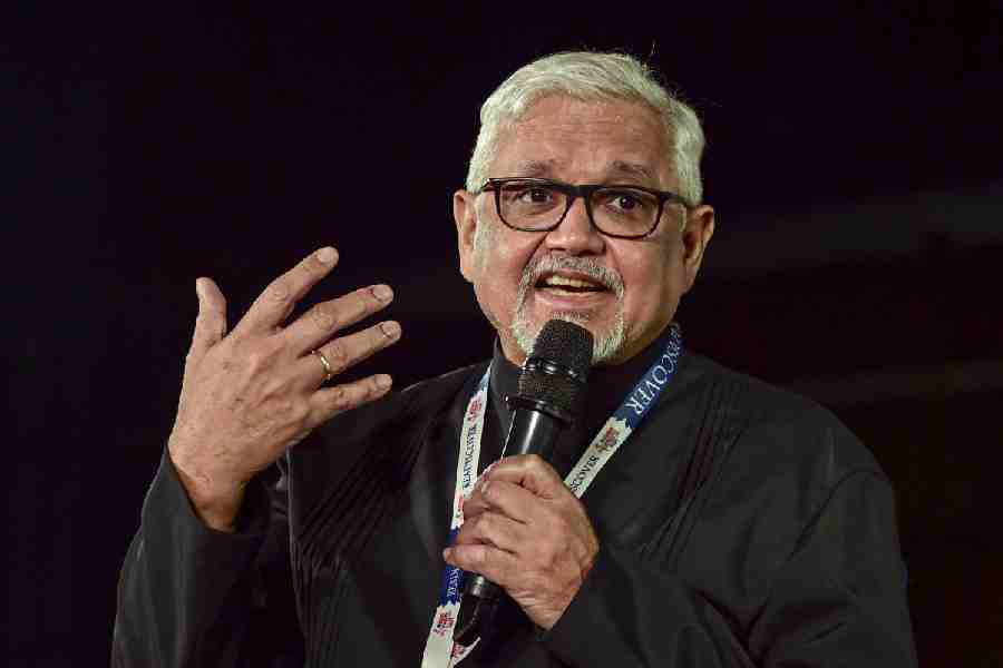 Author Amitav Ghosh speaks during the Exide Kolkata Literary Meet, at Alipore Museum in Kolkata, Friday, Jan. 23, 2026.